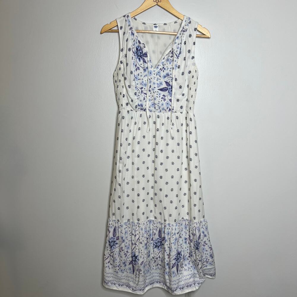 Old Navy White Floral Fit and Flare Midi Dress - Picture 4 of 8